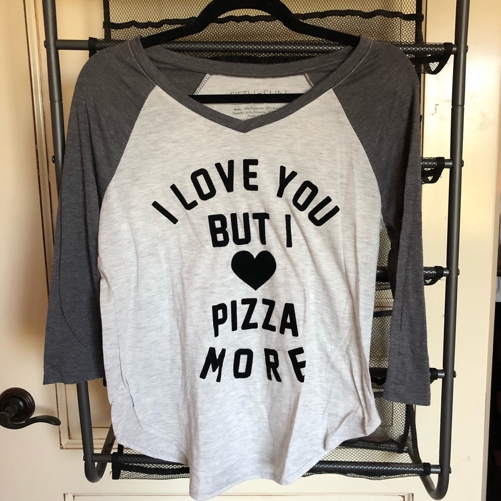 I love pizza graphic baseball tee